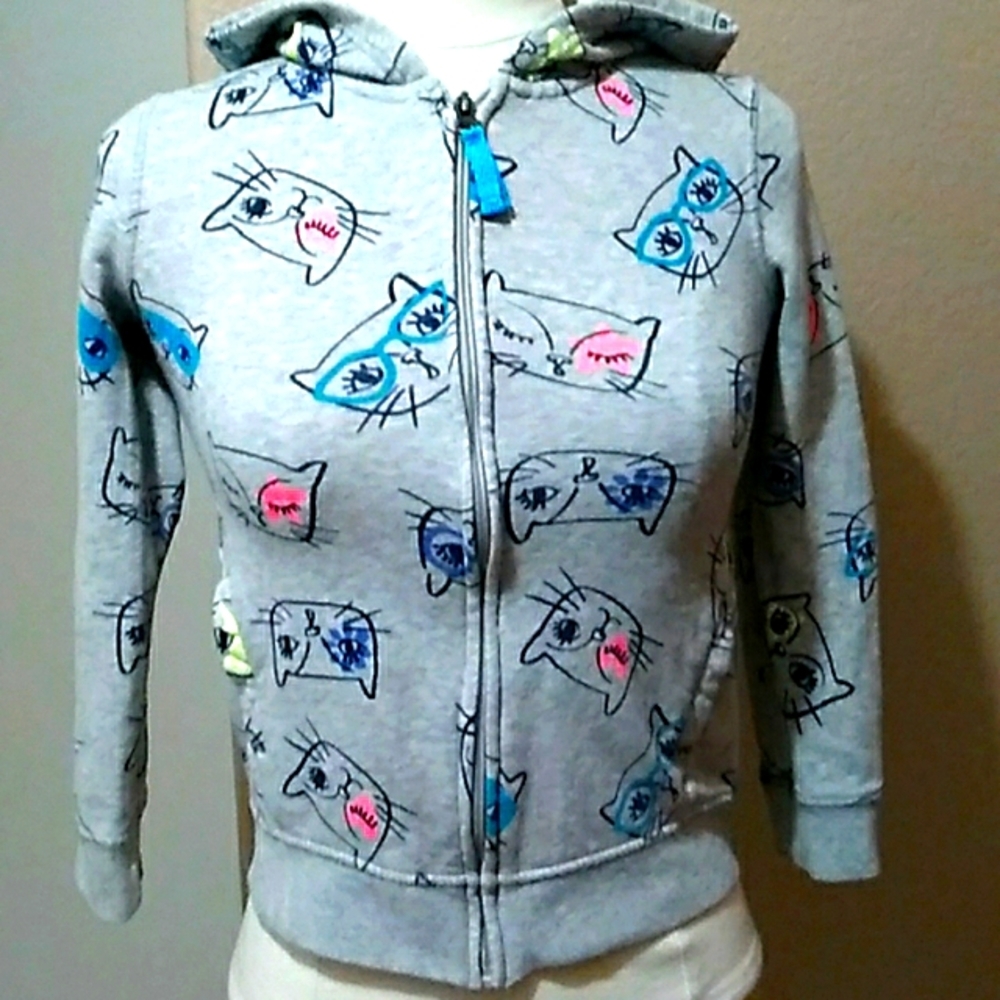 Cat and Jack Girls Med Hoodie with Cat Faces
